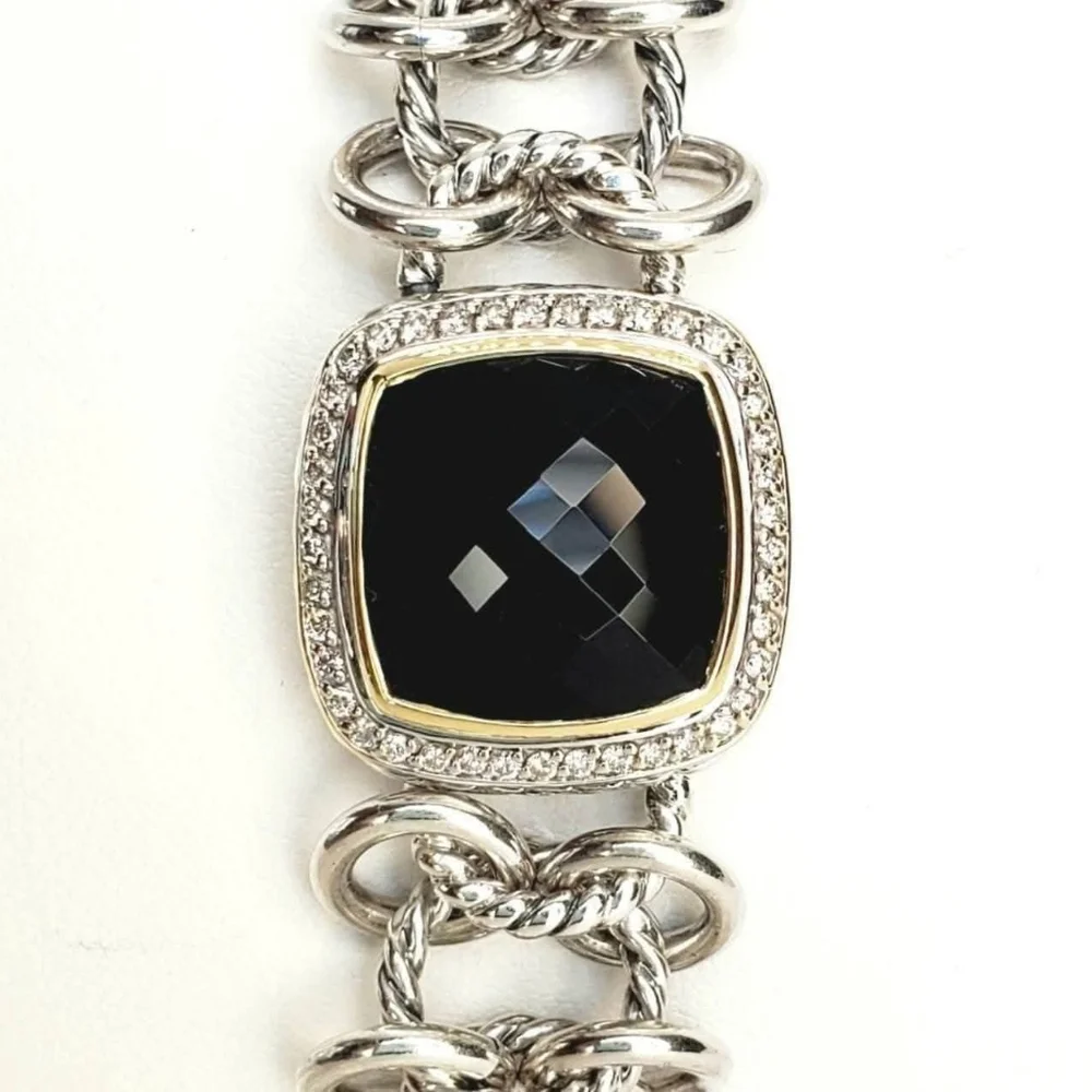 David Yurman Albion Chainmail Bracelet with 18k Gold, Black Onyx & Diamonds - Picture 4 of 9